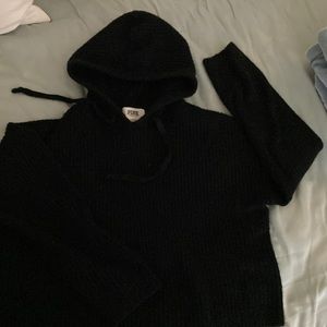 Pink Victoria’s Secret crop top, hooded sweater